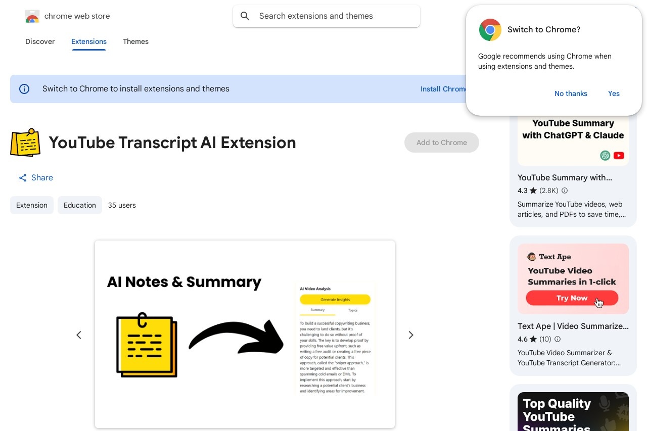 YouTube Transcript AI Extension