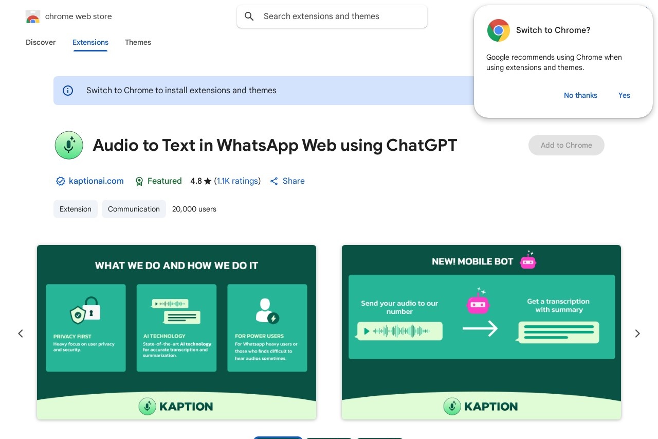 Audio to Text in WhatsApp Web