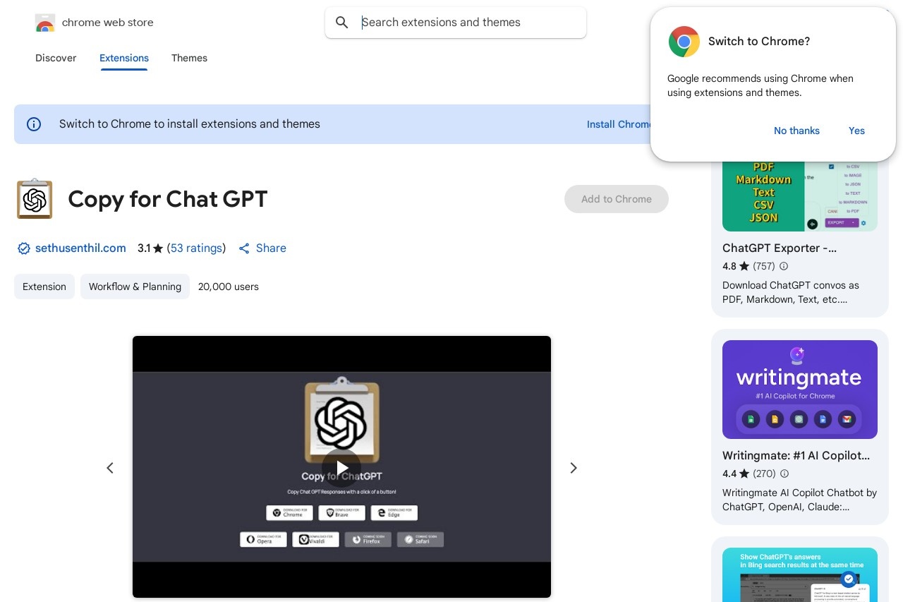 Copy for Chat GPT