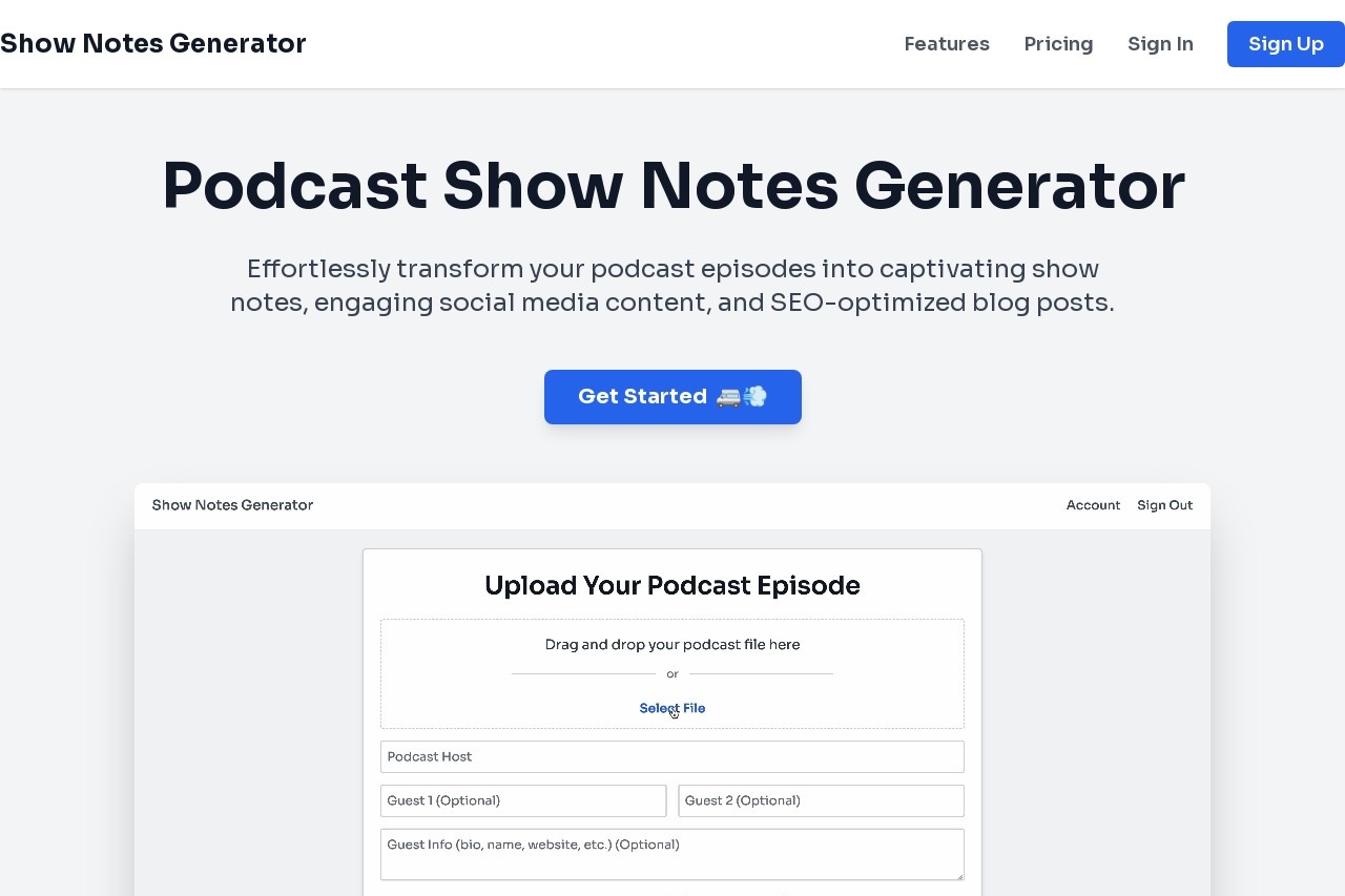 Podcast Show Notes Generator