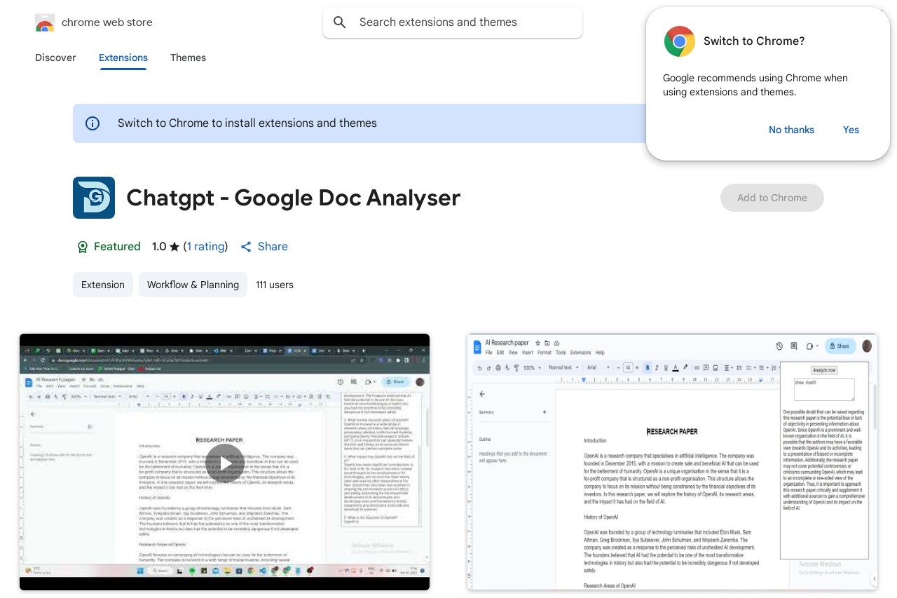 Chatgpt - Google Doc Analyser