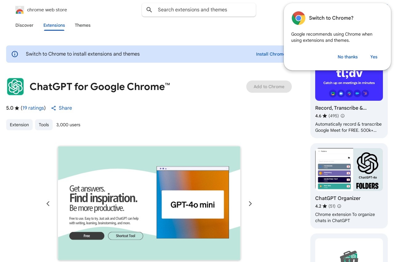 ChatGPT for Google Chrome