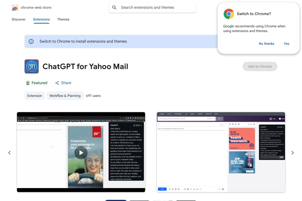 ChatGPT for Yahoo Mail