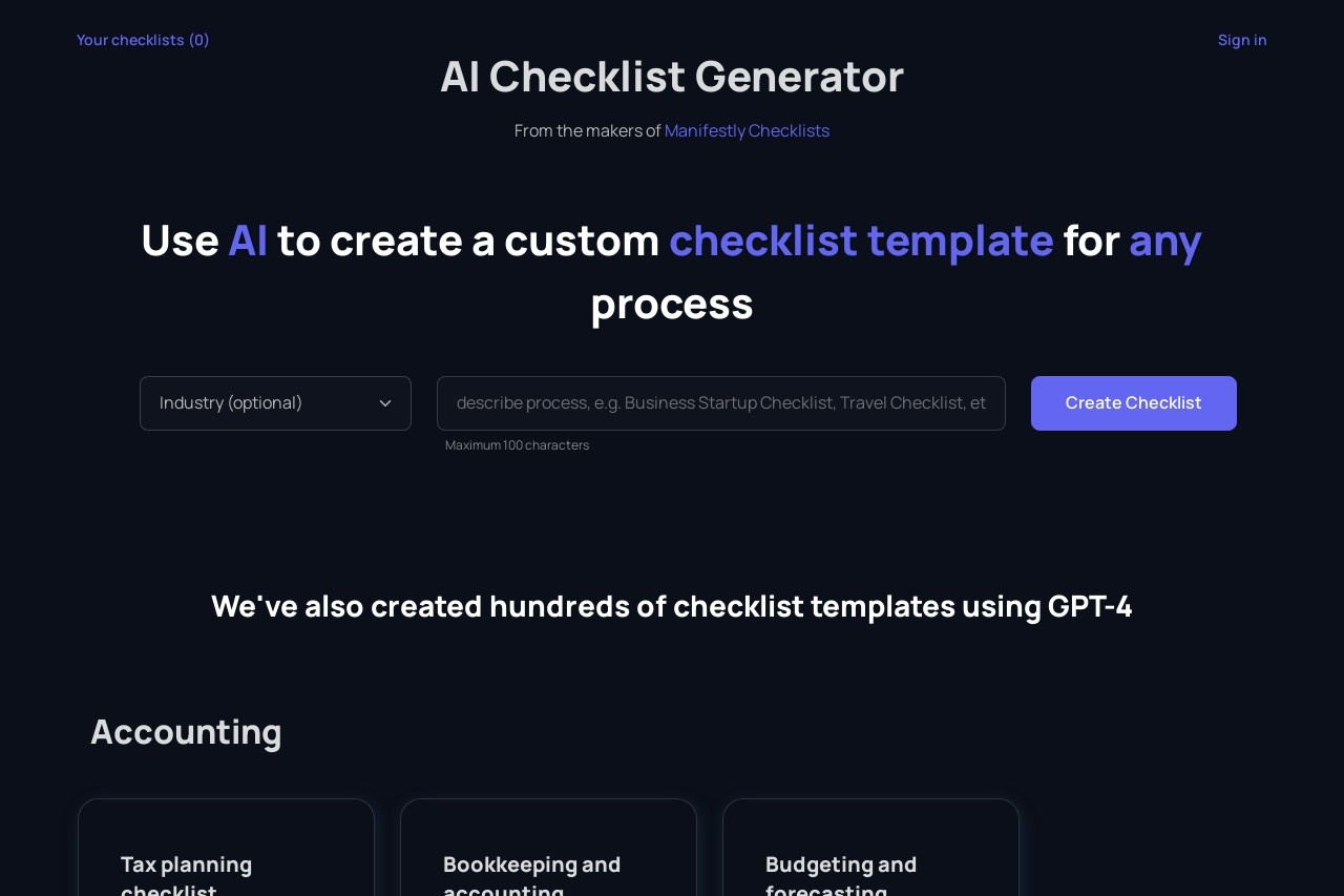 AI Checklist Generator