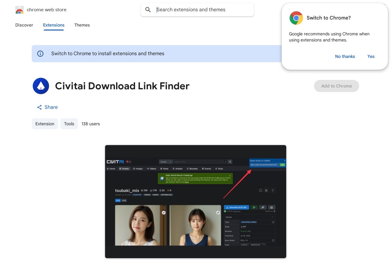 Civitai Download Link Finder