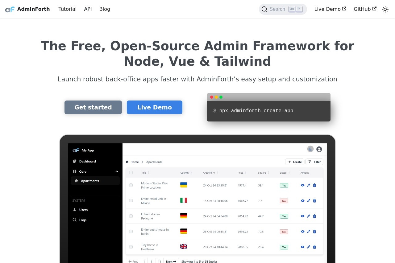 Vue & Node admin panel framework