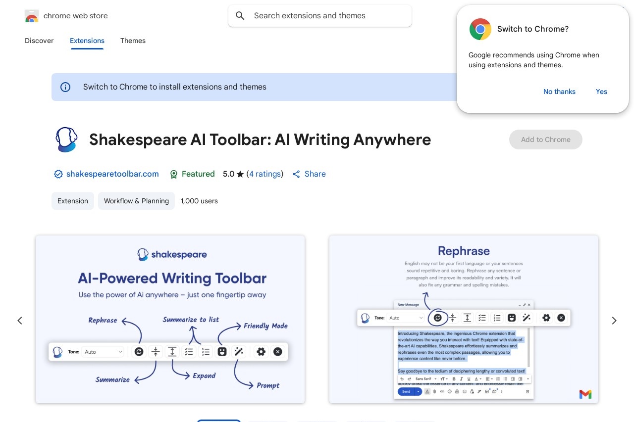 Shakespeare AI Toolbar