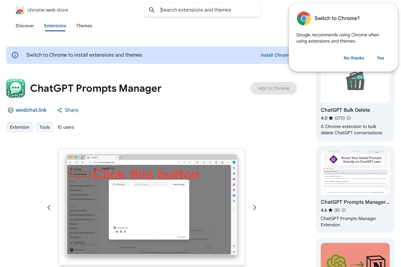 ChatGPT Prompts Manager