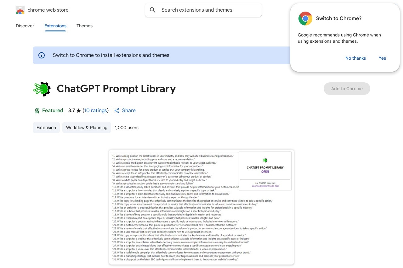 ChatGPT Prompt Library