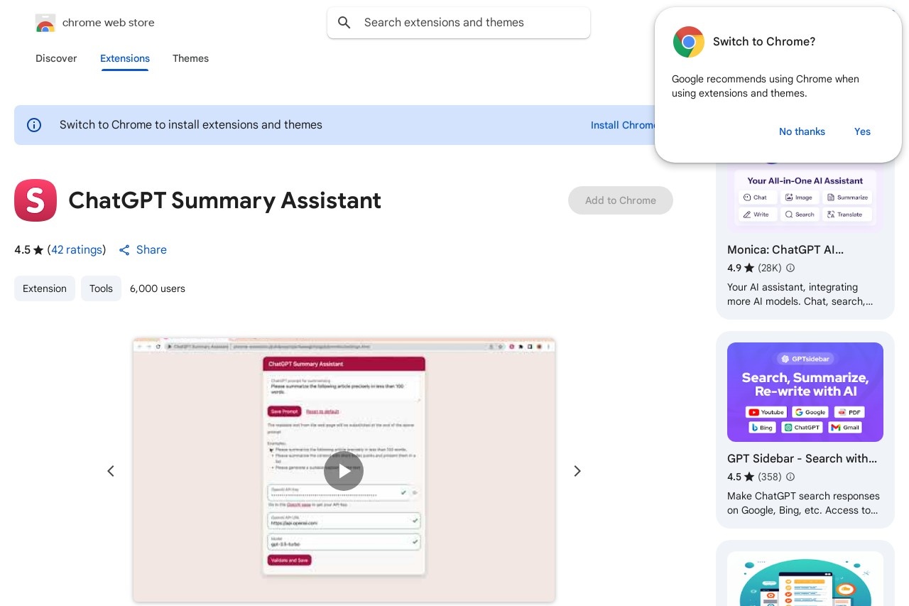 ChatGPT Summary Assistant