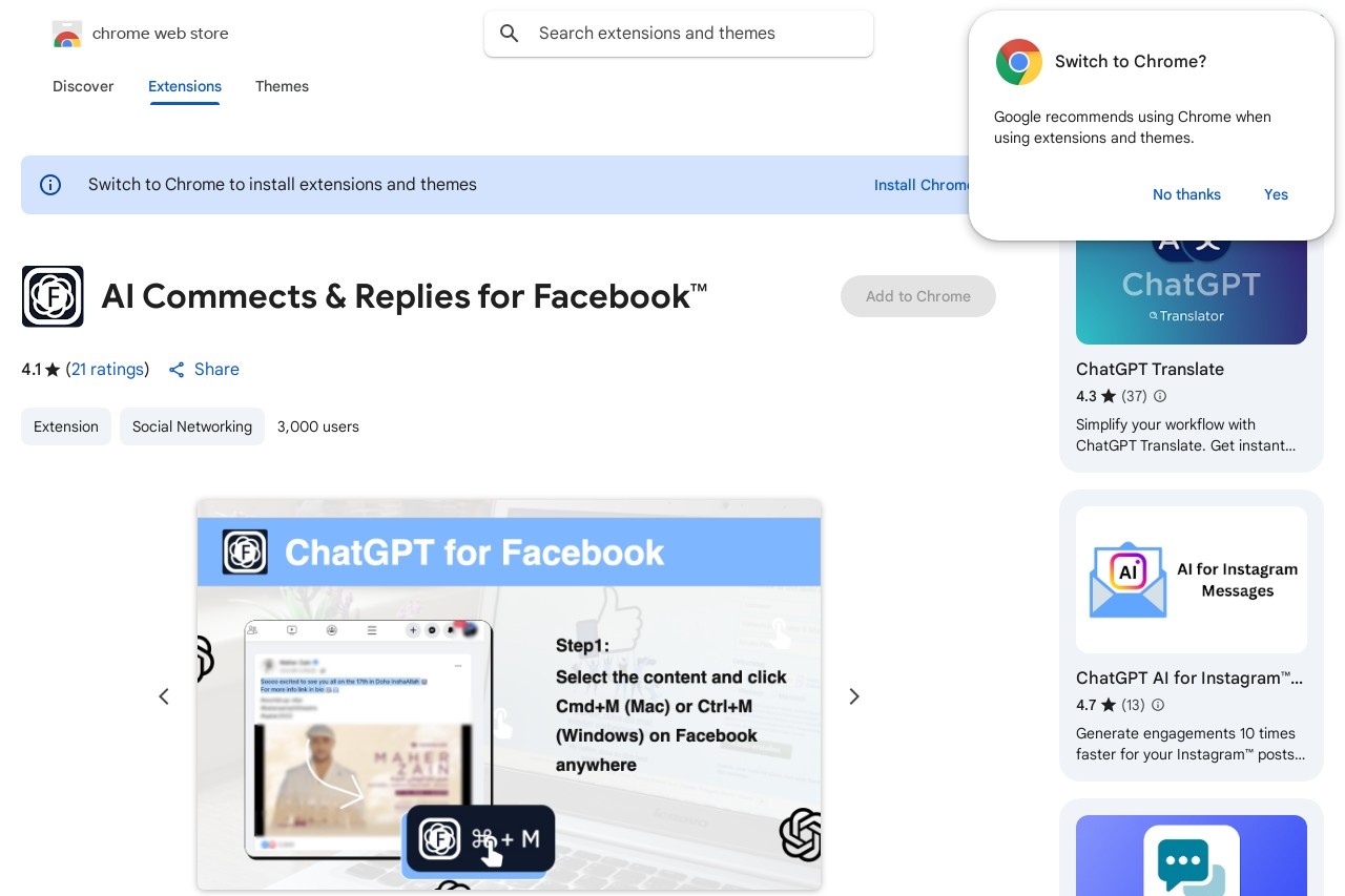 AI Commects & Replies for Facebook