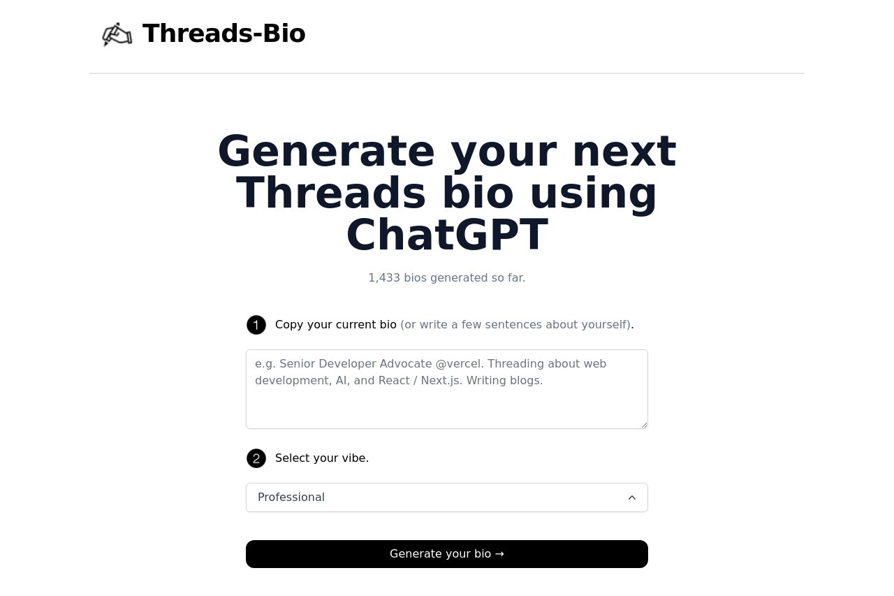 Threads Bio Generator