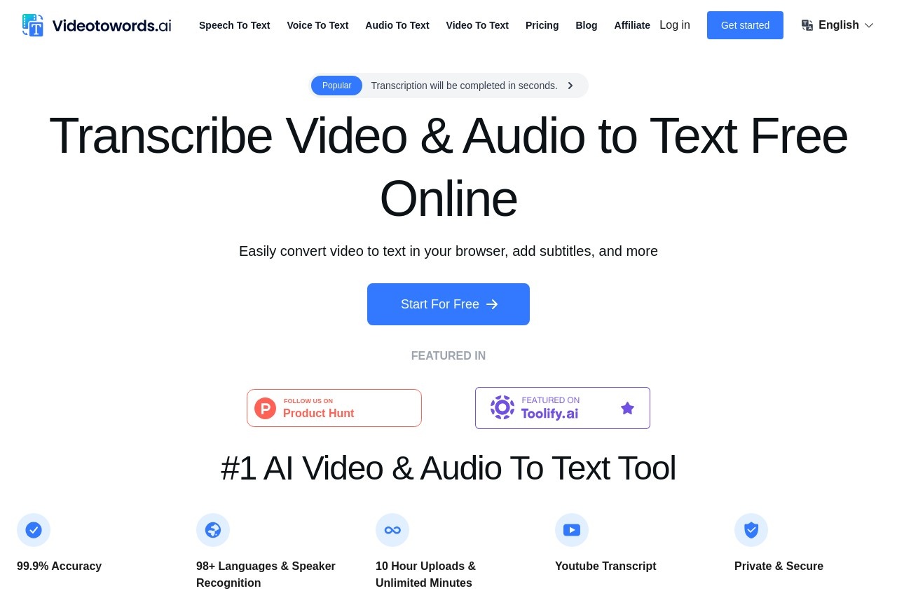 Videotowords AI