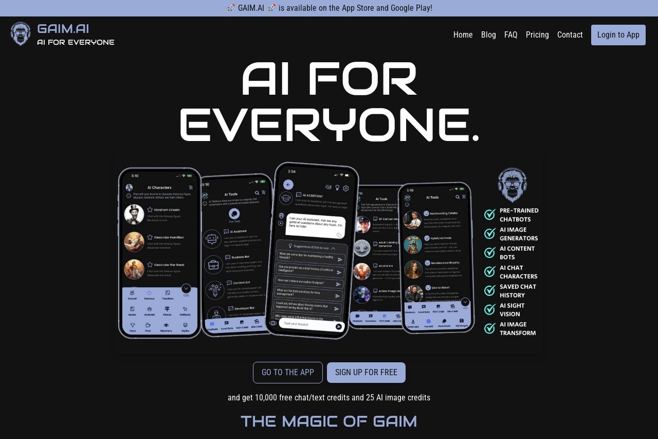 GAIM.AI | Chatbots, Image Generators, AI Tools