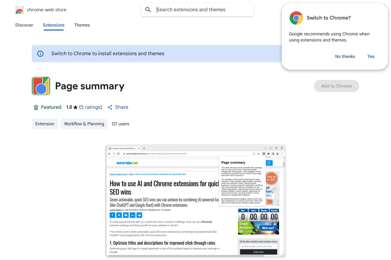 Page summary