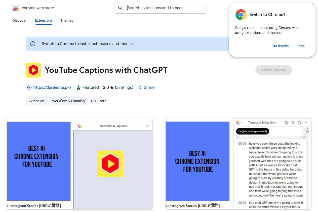 YouTube Captions with ChatGPT