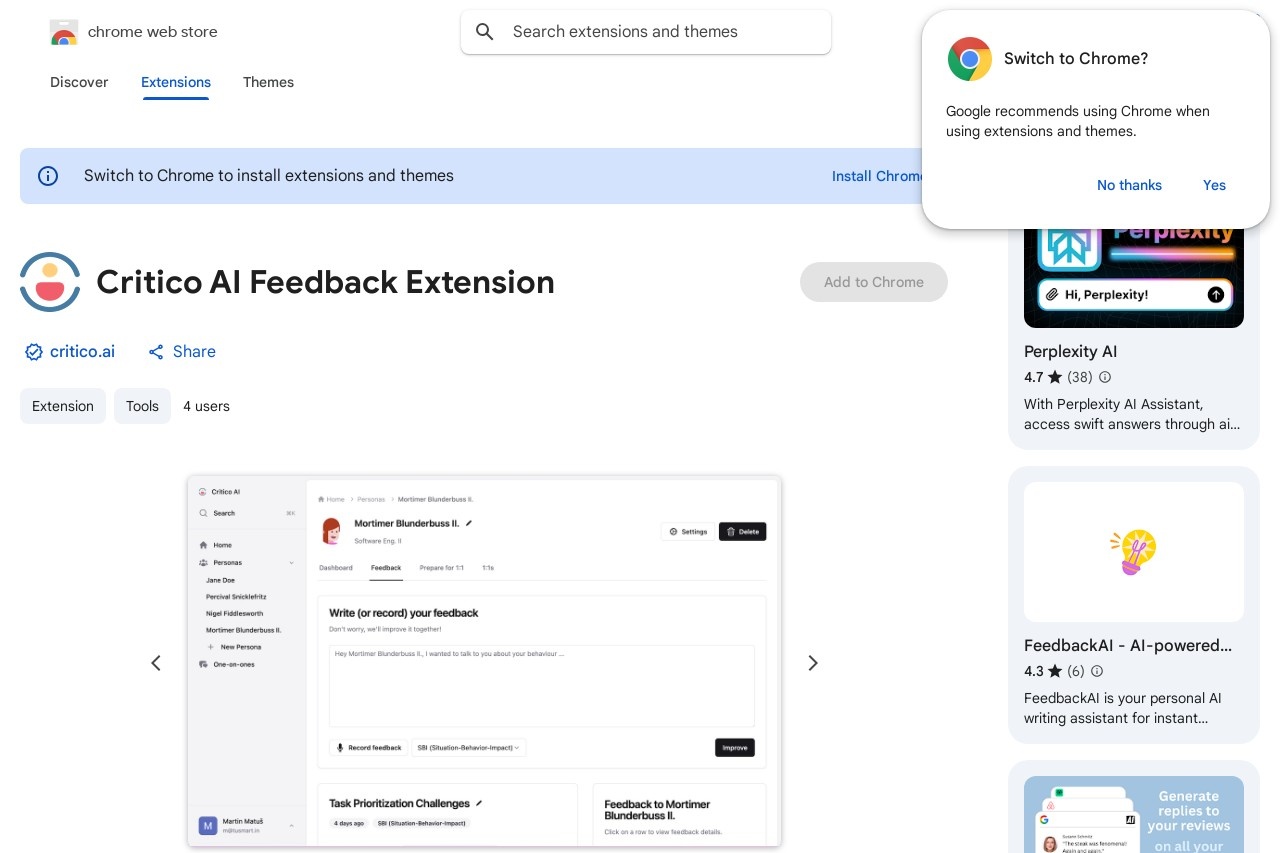 Critico AI Feedback Extension