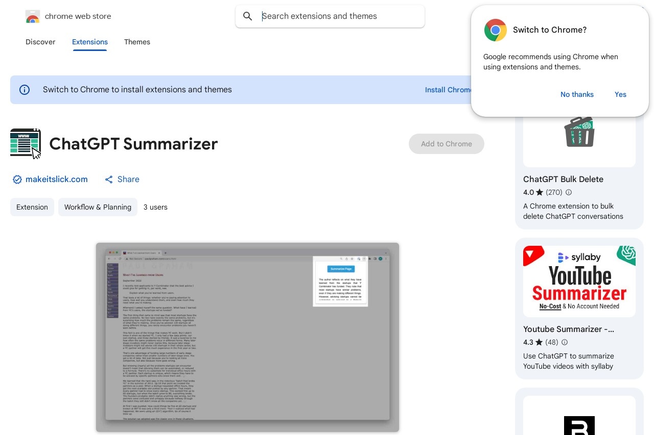 ChatGPT Summarizer