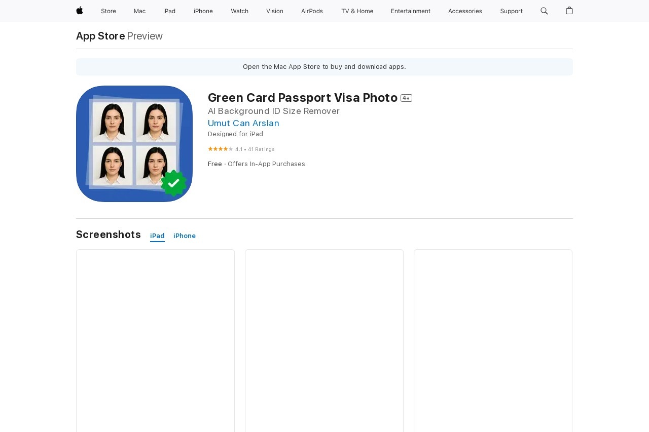 Green Card Passport Visa Photo
