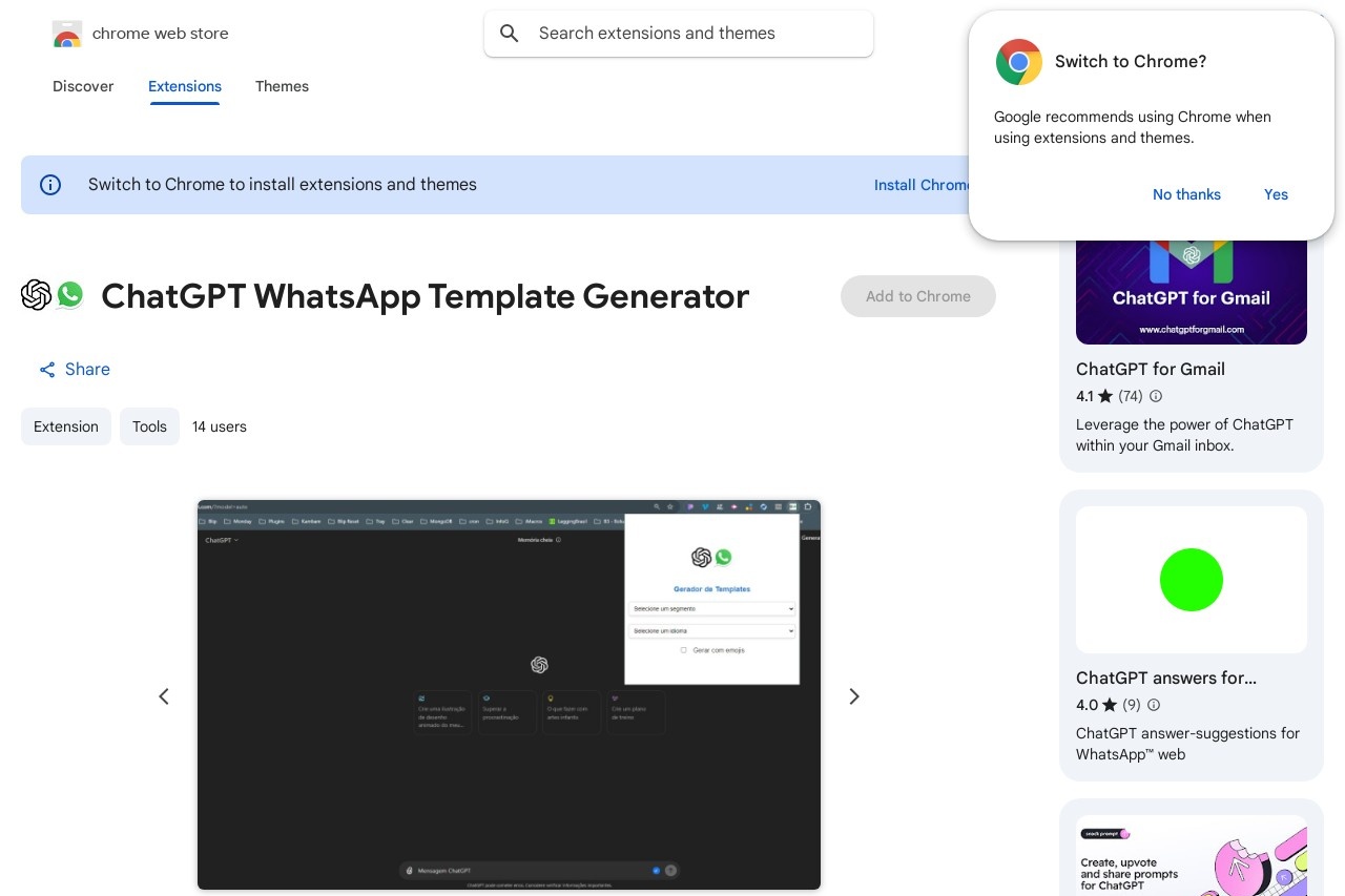 ChatGPT WhatsApp Template Generator