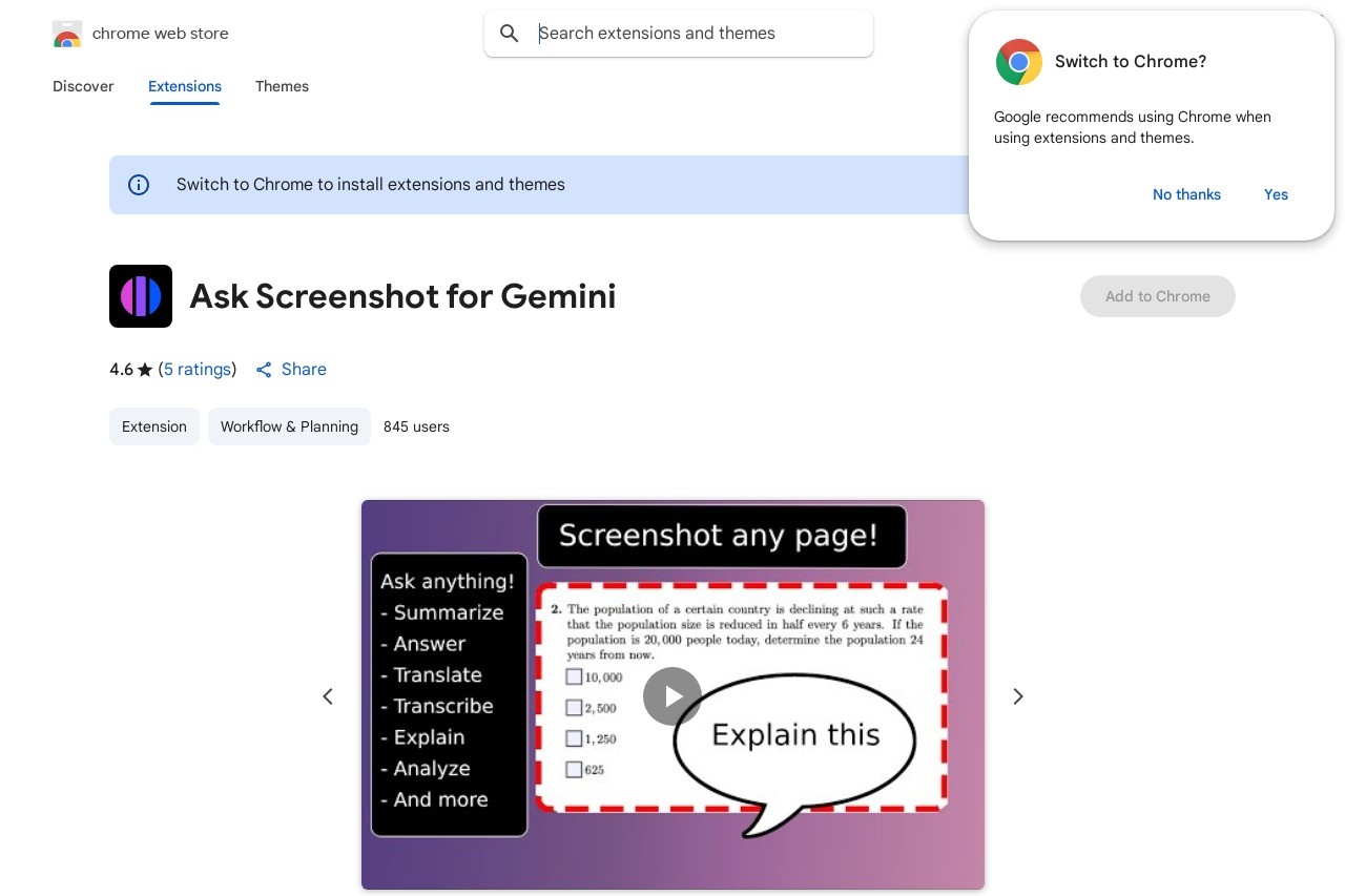 Ask Screenshot for Gemini