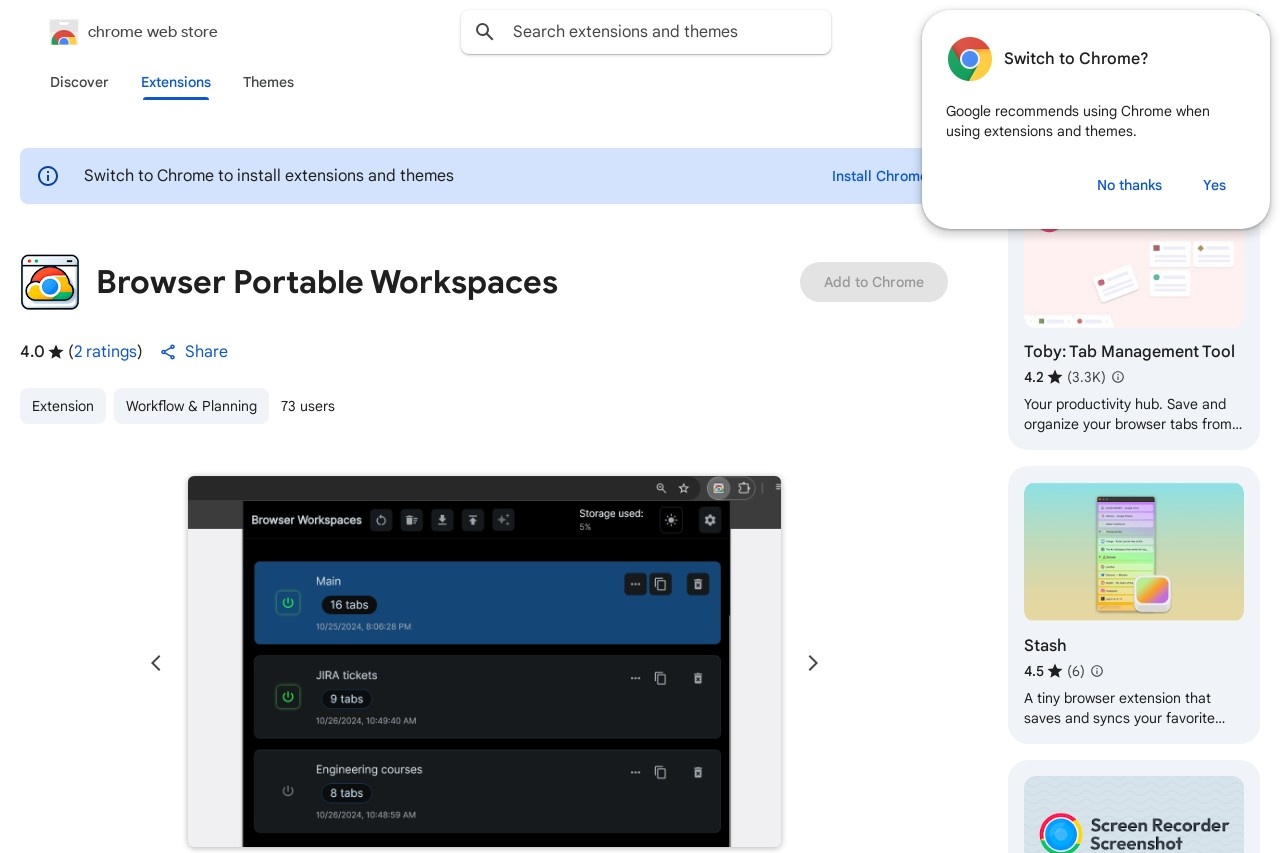 Browser Portable Workspaces