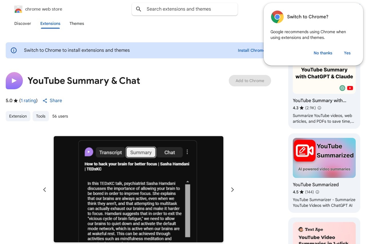 YouTube Summary & Chat