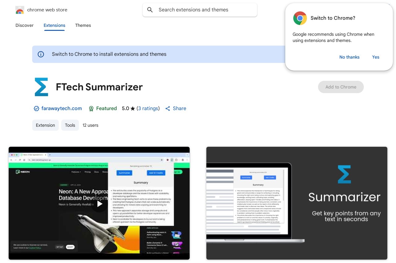 FTech Summarizer