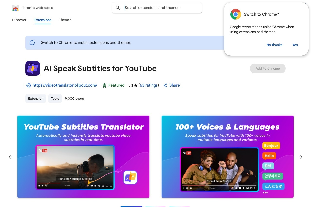 AI Speak Subtitles for YouTube