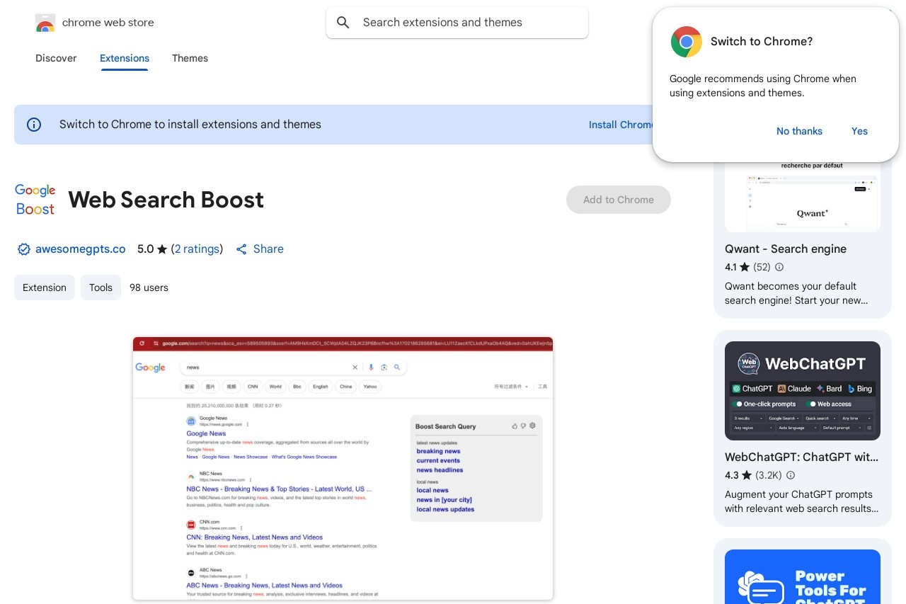 Web Search Boost